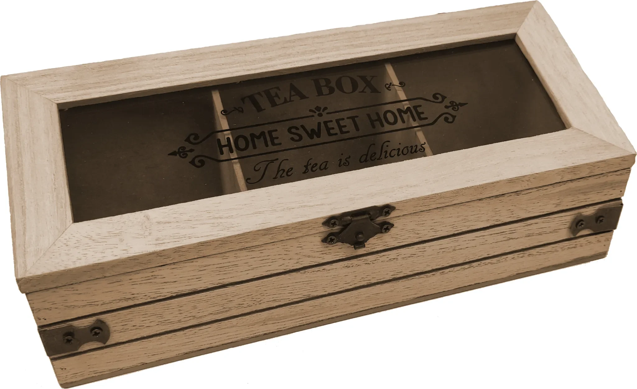Koopman – Teekiste „Tea Box“ aus Holz, 3 Fächer, Braun